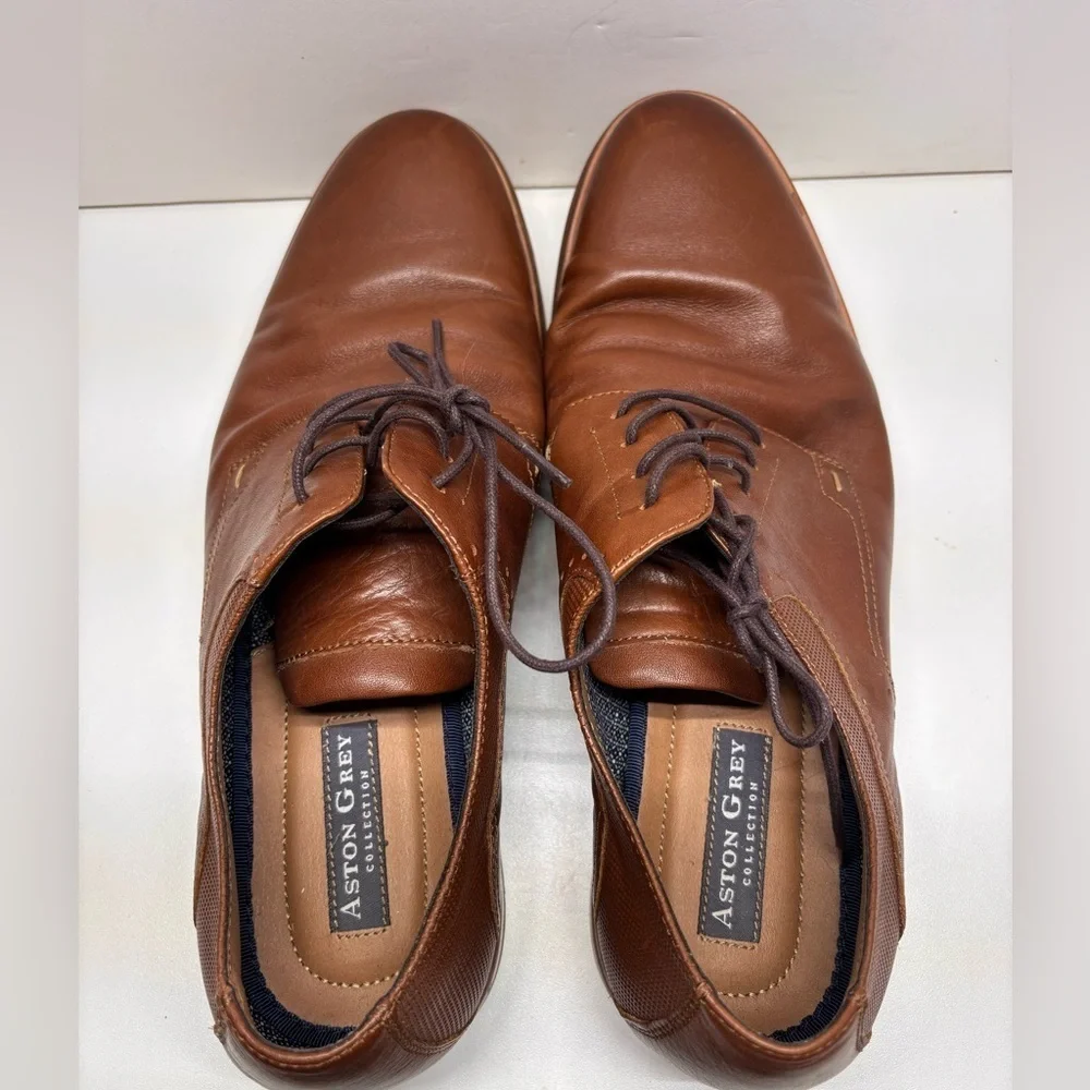 Aston Grey Men’s Leather Dress Shoes Brown Size 12